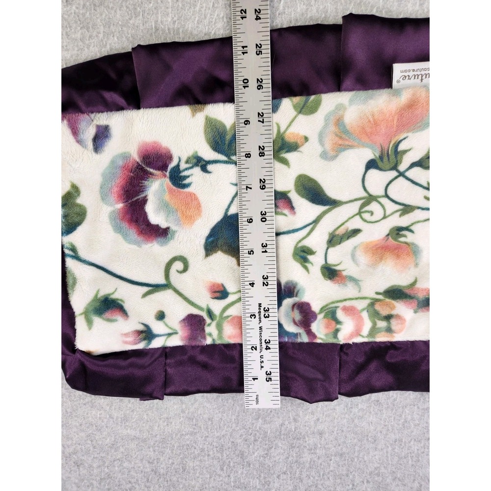 Minky Couture Ultra Plush‎ Mini Baby Security Blanket Purple Satin Trim 20"x12" - Picture 4 of 7